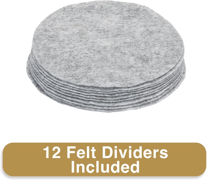 Stack Store Plus More China Storage Case - Dinner Plate Quilted Case - 12 inches diameter x 7 inches height - Gray - Includes 12 Felt Separators - Image 5
